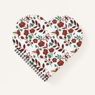 Floral seamless pattern birds and butterflies notizblock