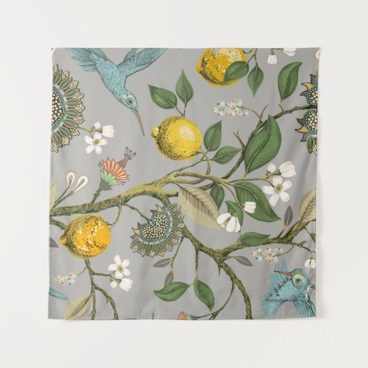 Floral seamless pattern. Botanical wallpaper. Plan Wandteppich (Vorderseite (Horizontal))