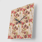Floral seamless pattern flowers, birds, butterfly quadratische wanduhr (Winkel)