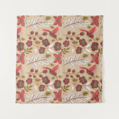 Floral seamless pattern flowers, birds, butterfly wandteppich (Vorderseite (Horizontal))