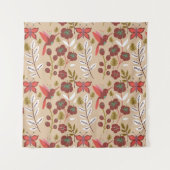 Floral seamless pattern flowers, birds, butterfly wandteppich (Vorderseite)