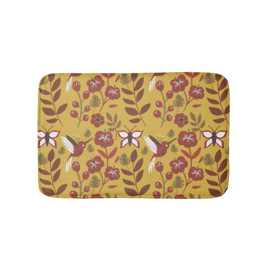 Floral seamless pattern flowers, butterfly, red badematte (Vorderseite)