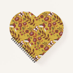 Floral seamless pattern flowers, butterfly, red notizblock