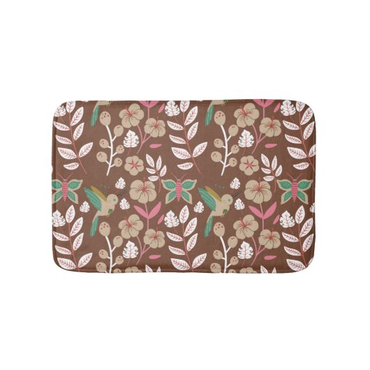 Floral seamless pattern flowers, leaves, butterfly badematte (Vorderseite)