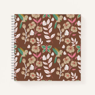 Floral seamless pattern flowers, leaves, butterfly notizblock