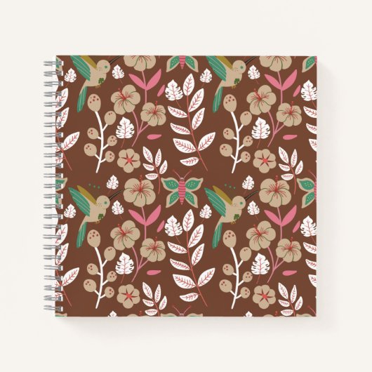 Floral seamless pattern flowers, leaves, butterfly notizblock (Vorderseite)