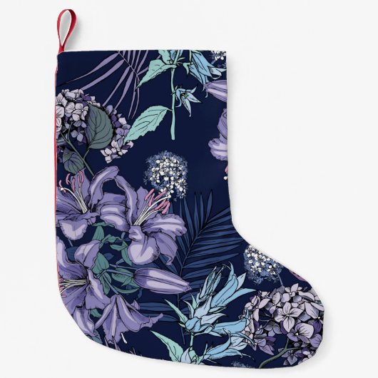 Floral seamless pattern. There are Lily, Hydrangea Kleiner Weihnachtsstrumpf (Vorderseite)