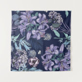 Floral seamless pattern. There are Lily, Hydrangea Wandteppich (Vorderseite (Horizontal))