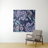 Floral seamless pattern. There are Lily, Hydrangea Wandteppich (Beispiel (Horizontal))