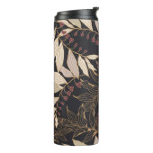 Floral seamless pattern with leaves on a dark back thermosbecher (Nach links gedreht)