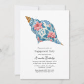 Floral Seashell Coastal Beach Engagement Party Einladung (Vorderseite)