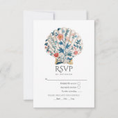 Floral Seashell Coastal Beach Wedding Nautical RSVP Karte (Vorderseite)