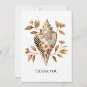 Floral Seashell Coastal Nautical Beach Wedding Dankeskarte (Vorderseite)