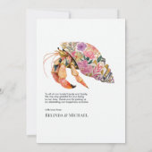 Floral Seashell Coastal Nautical Beach Wedding Dankeskarte (Rückseite)