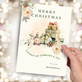 Floral Seasonal Christmas Greetings Car Einladung