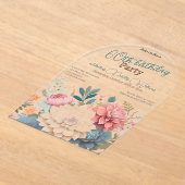 Floral sechzigsten Geburtstag Dahlien transparent Acryleinladungen (Ablage )