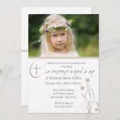 Floral Segen Foto Erste Heilige Kommune Invita Einladung (Vorne/Hinten)
