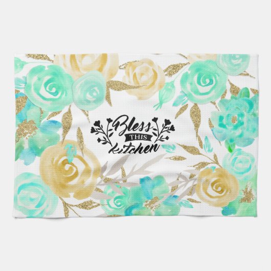 Floral segne diese Küche Geschirrtuch (Horizontal)