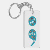 Floral Semicolon Bleibe doppelseitig Schlüsselanhänger (Vorderseite links)
