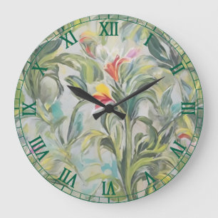 Floral Serenity Große Wanduhr