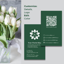 Floral Services Florist Green White Business Card Treuekarte
