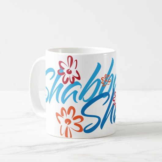 Floral-Shabbat-Shalom Kaffeetasse (Vorderseite Links)