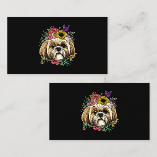 Floral Shih Tzu Dog Spring Nature Shih Tzu Lovers Visitenkarte (Vorne/Hinten)