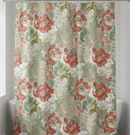 Floral Shower Curtain with Paisley Duschvorhang