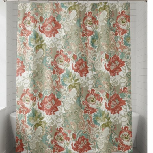 Floral Shower Curtain with Paisley Duschvorhang