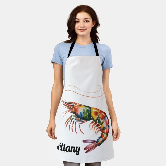 Floral Shrimp Art Custom Schürze (Getragen)