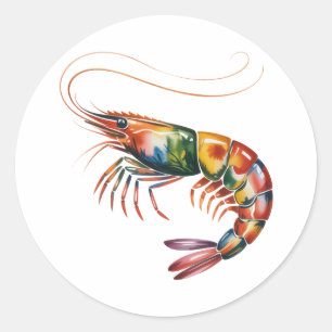 Floral Shrimp Art Runder Aufkleber