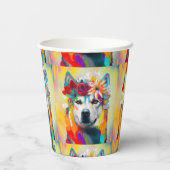 Floral Siberian Husky Party Pappbecher (Rückseite)