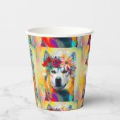 Floral Siberian Husky Party Pappbecher (Vorderseite)