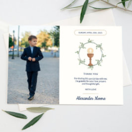 Floral Side Wreath Foto Kommunion Vielen Dank Einladung