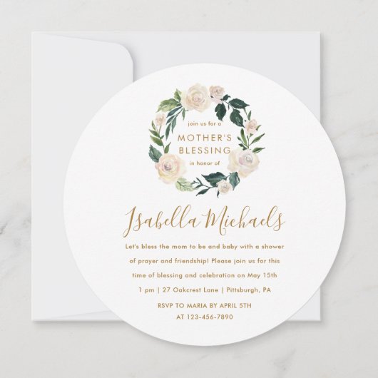 Floral Sie sind eingeladen Mutter Segen Party Einladung (Rückseite)