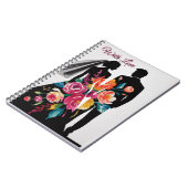 Floral Silhouette | Modern Bride & Groom Art Notizblock (Linke Seite)