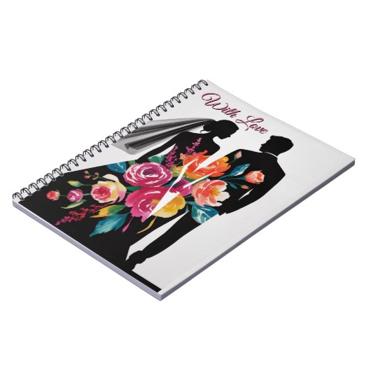Floral Silhouette | Modern Bride & Groom Art Notizblock (Linke Seite)