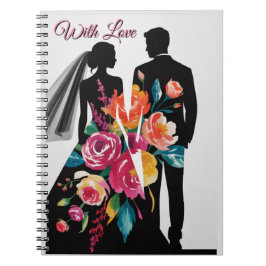 Floral Silhouette | Modern Bride & Groom Art Notizblock