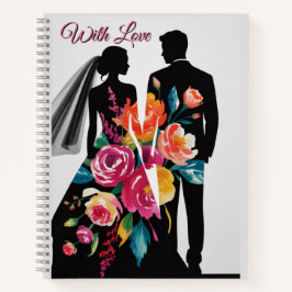 Floral Silhouette | Modern Bride & Groom Art Notizblock