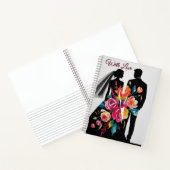 Floral Silhouette | Modern Bride & Groom Art Notizblock (Innenseite)