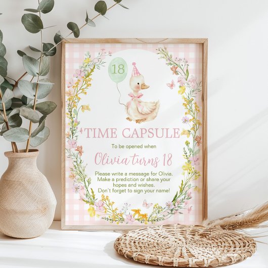 Floral Silly Goose Birthday Time Capsule Sign Poster