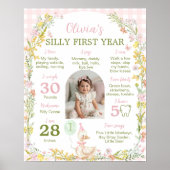 Floral Silly Goose First Year Photo Milestone Poster (Vorne)
