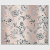 Floral Silver Grau Rosa Rose Pearly Blush Orichid Geschenkpapier (Flach)