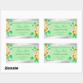 Floral Silver Light Green Product Packaging Labels Rechteckiger Aufkleber (Blatt)