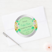 Floral Silver Light Green Product Packaging Labels Runder Aufkleber (Umschlag)