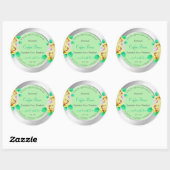 Floral Silver Light Green Product Packaging Labels Runder Aufkleber (Blatt)