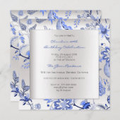 Floral Silver Sapphire Spring Chinoiserie Event Einladung (Vorne/Hinten)