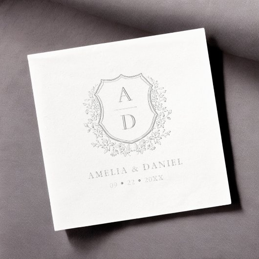 Floral Silver Wappen Wedding Monogram Servietten Mit Folie