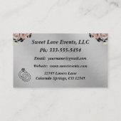 Floral & Silver Wedding Planner Business Card Visitenkarte (Rückseite)