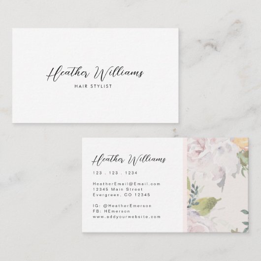 Floral Simple Business Card Visitenkarte (Vorne/Hinten)